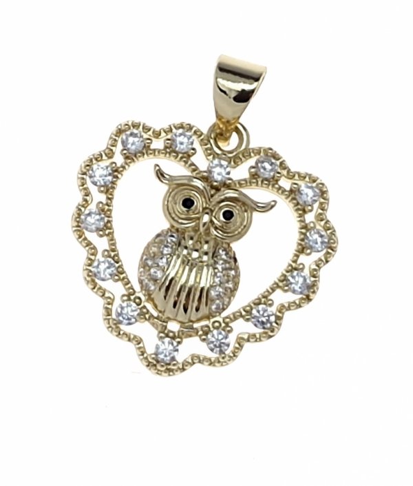 365a Złota zawieszka błyszcząca pozłacana 14k cyrkonie