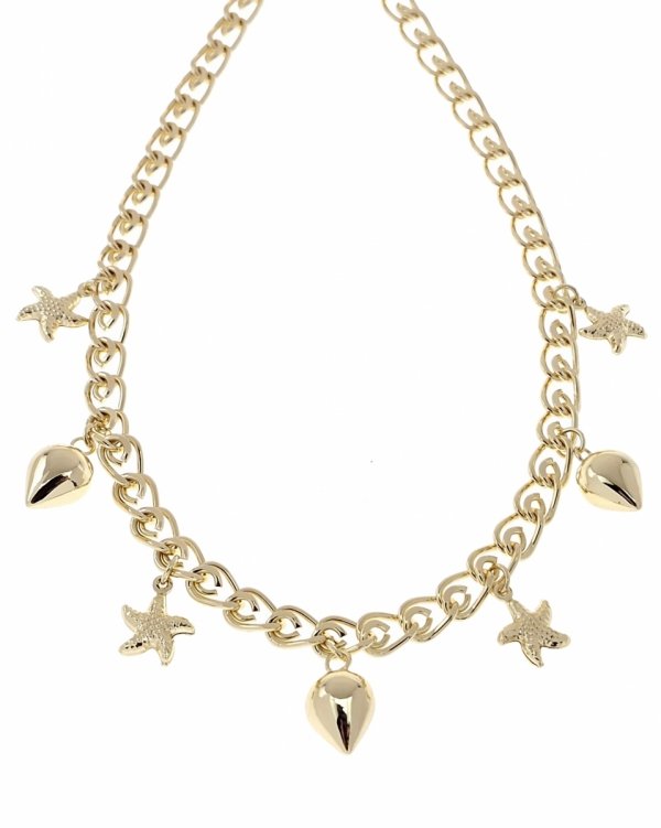 4834 Złoty łańcuszek naszyjnik 40+5cm pozłacany 14k serce rozgwiazda