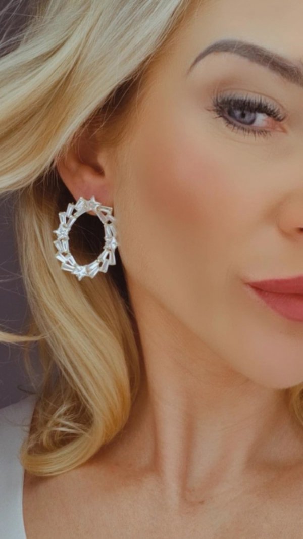 2965 Kolczyki złote pozłacane wiszące 14K cyrkonie Viki Lady 