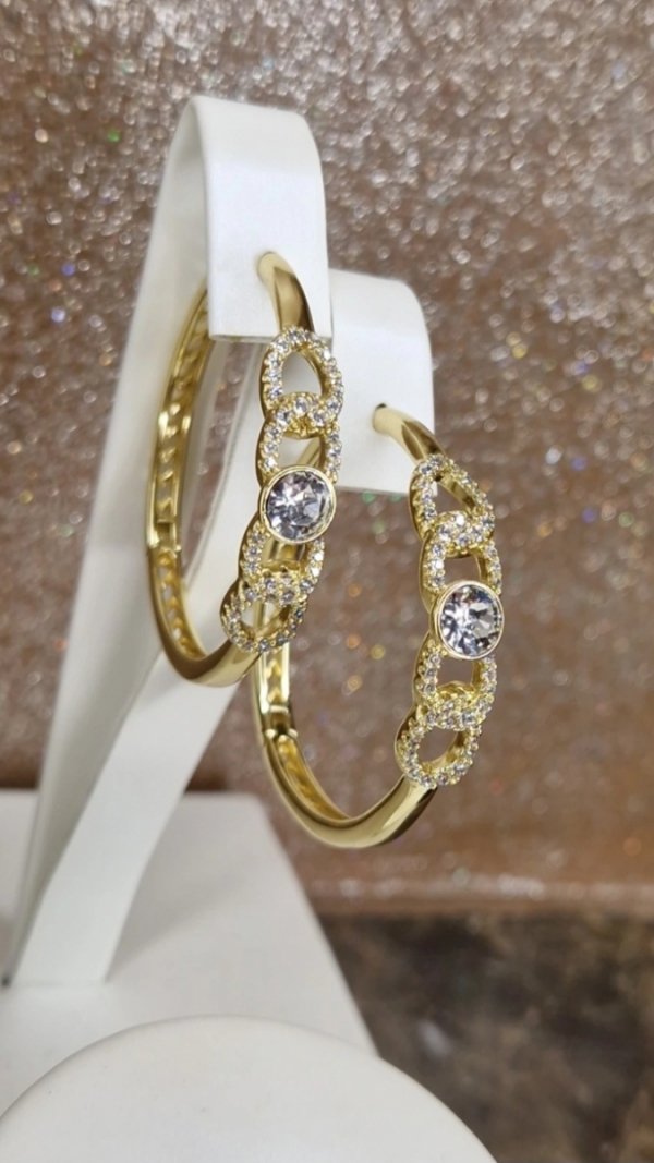 3108 Kolczyki złote pozłacane Austrian Crystal wiszące 14K cyrkonie Xuping 