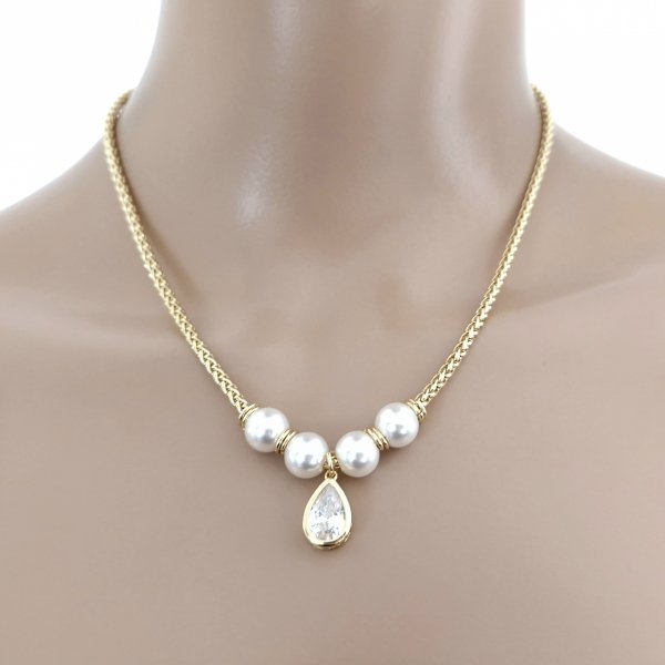 2500 Złoty łańcuszek naszyjnik 40+5cm pozłacany 14k perły