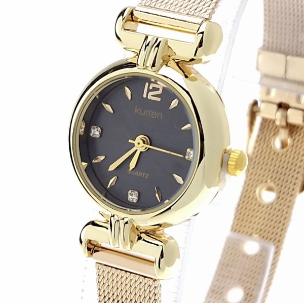 3642 Zegarek damski złoty stal chirurgiczna Kurren elegancki klasyk