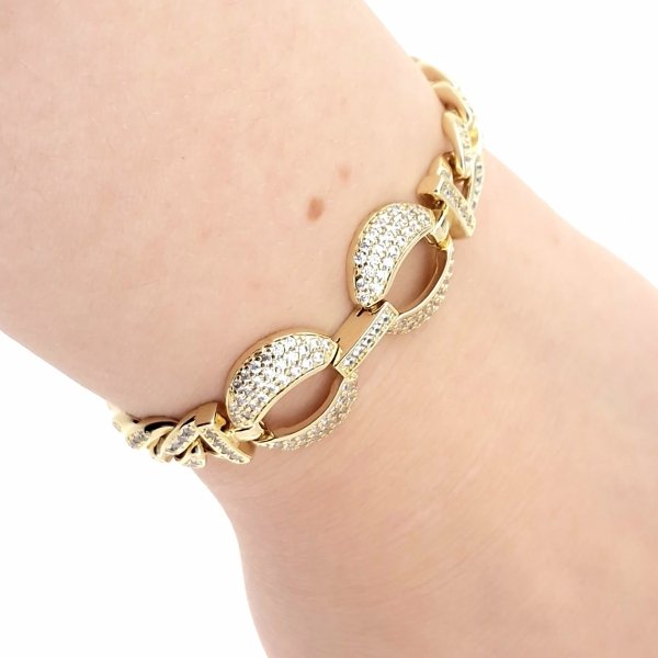 3796 Bransoletka złota elegancka 19cm cyrkonie pozłacana 14k Viki Lady