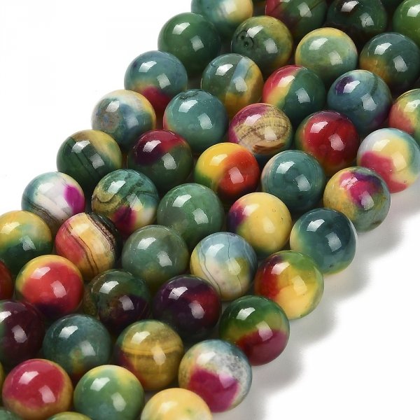 4347 Agat kamień naturalny kula 10mm pasmo 38cm