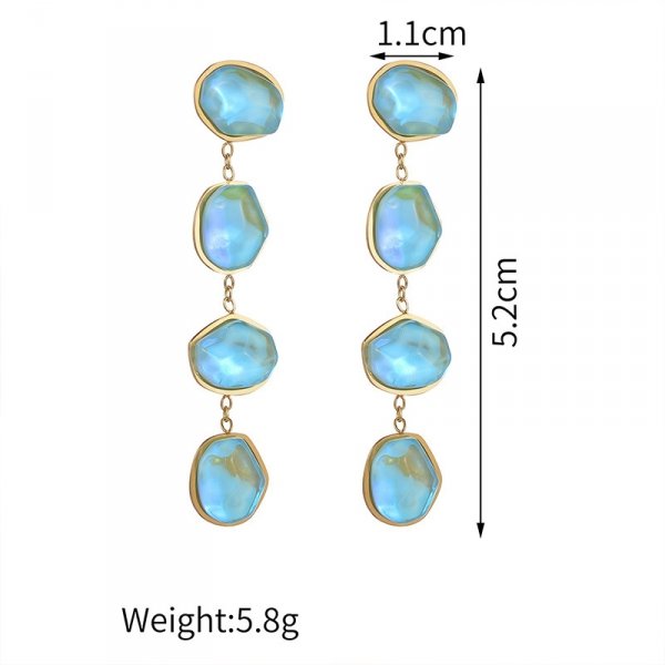 3732L Kolczyki złote stal chirurgiczna 316L wiszące cyrkonie 