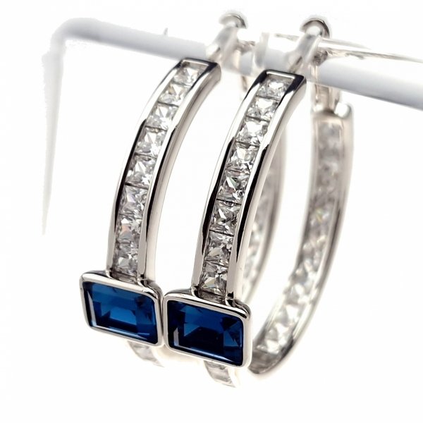 1652 Kolczyki srebrne pozłacane białym złotem wiszące koła 3,5cm Austrian Crystal