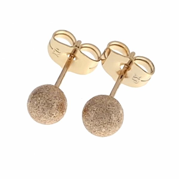 3672 Złote kolczyki pozłacane 18k Xuping wtykane w ucho- sztyft kulki 6mm