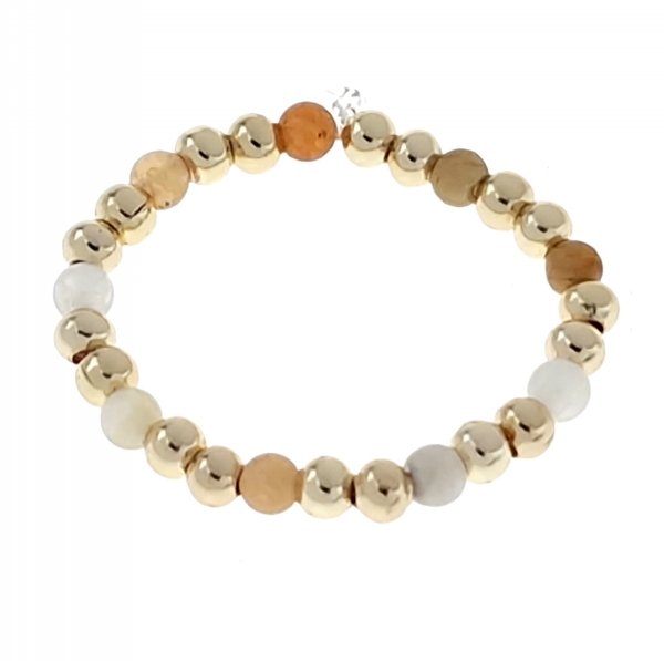 3729j Pierścionek na gumce kryształki stal chirurgiczna kamień naturalny 