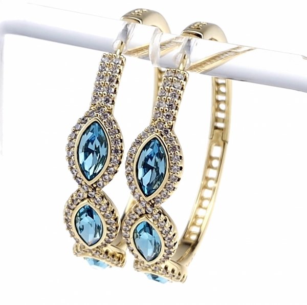 1287 Kolczyki złote pozłacane Austrian Crystal wiszące 14K cyrkonie Xuping 