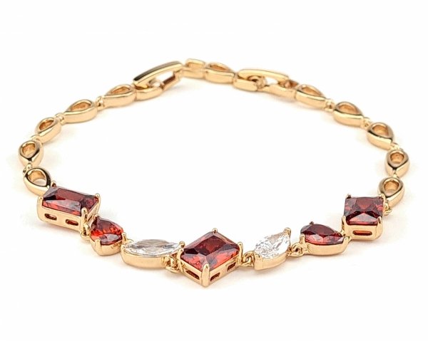 1549 Bransoletka cyrkonie złota 19cm pozłacana 18k Xuping
