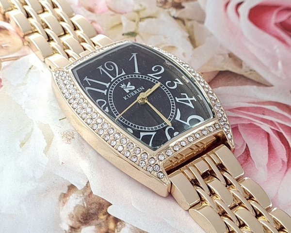 3504 Ekskluzywny damski złoty zegarek Kurren klasyk