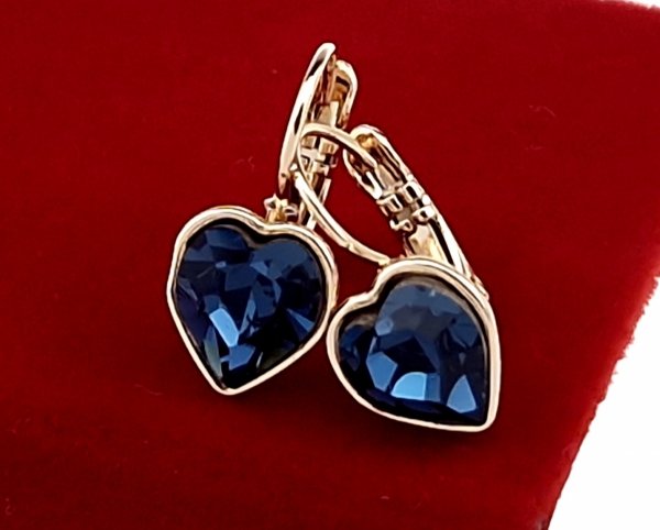 4116 Kolczyki złote Austrian Crystal cyrkonia pozłacane 18k Xuping wiszące serce