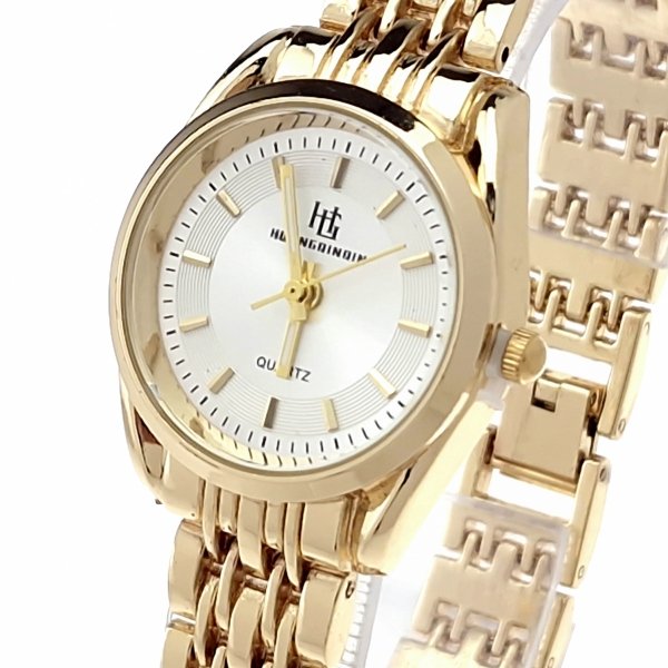 2330G Ekskluzywny damski złoty zegarek błyszczący cyrkonie klasyk