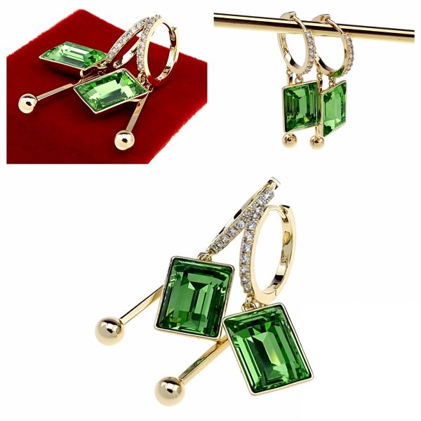 3721h Kolczyki złote Austrian Crystal pozłacane cyrkonie wiszące 14K Xuping Swaro