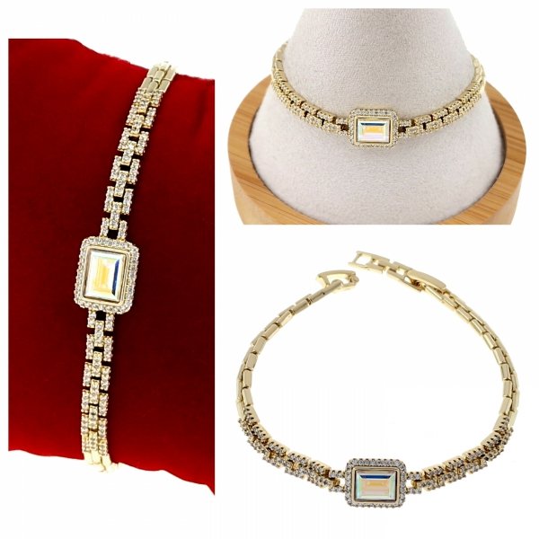 2218b Bransoletka elegancka złota 17+2cm pozłacana 14k Xuping Austrian Crystal