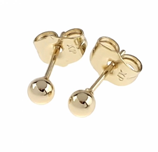 3709 Kolczyki złote pozłacane wtyczki 14K Xuping kulki 4mm