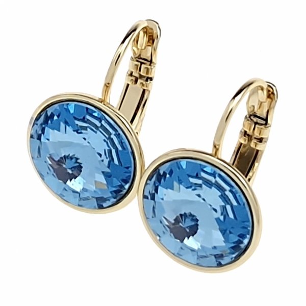1217 Kolczyki złote pozłacane cyrkonie wiszące 14K Xuping Austrian Crystal