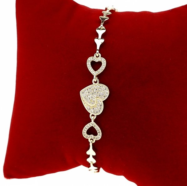 642 Bransoletka złota elegancka cyrkonie 19cm pozłacana 14k Aisadi