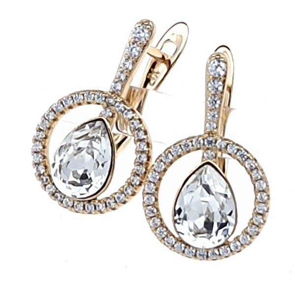 2446 Kolczyki złote Austrian Crystal cyrkonia pozłacane 18k Xuping wiszące 