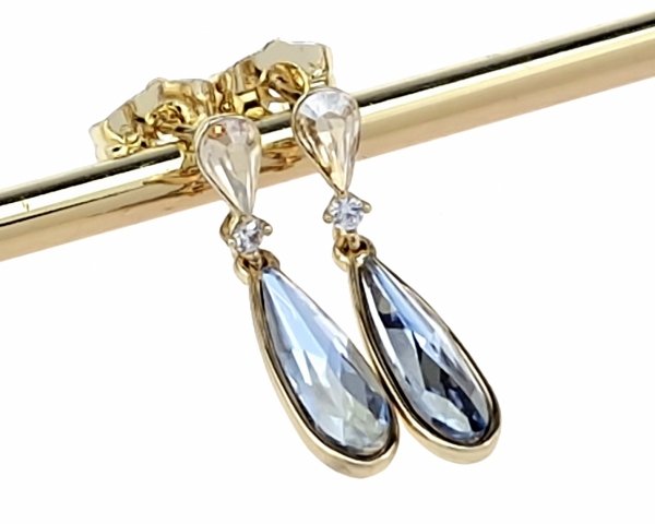 0175 Kolczyki złote Austrian Crystal pozłacane wiszące 14K cyrkonie 