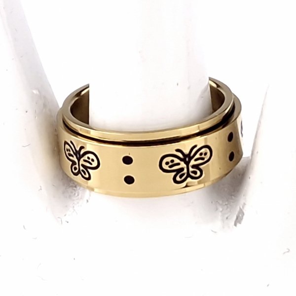 524a Pierścionek złoty stal chirurgiczna 316L nierdzewna