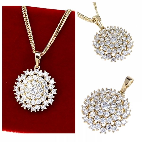 4911 Złota zawieszka cyrkonie błyszcząca pozłacana 14k Xuping 