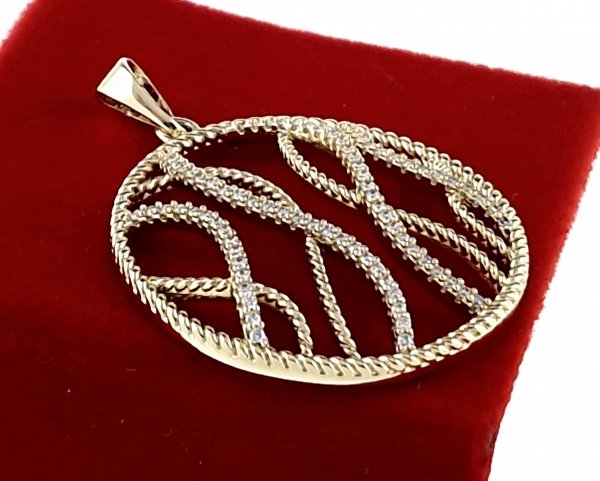 4195 Złota zawieszka cyrkonie błyszcząca pozłacana 14k Xuping