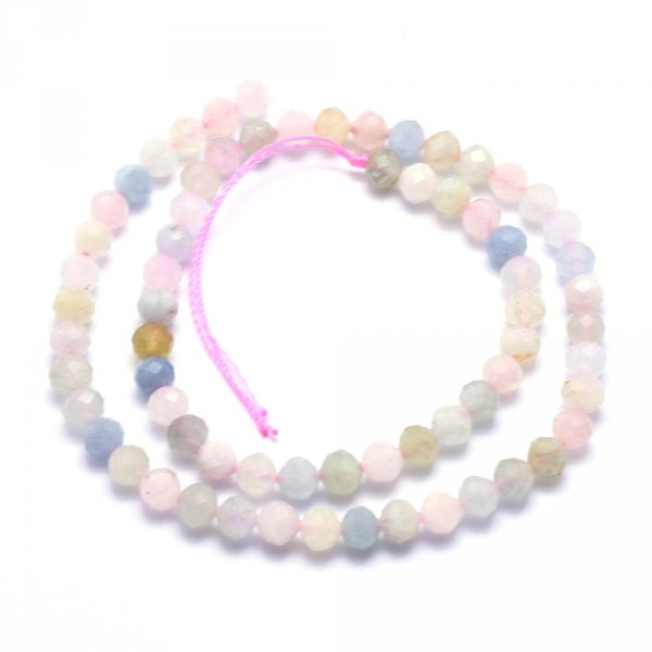 1599f Mix kamieni morganit, jadeit kamień naturalny fasetowany kula 3mm pasmo 38cm