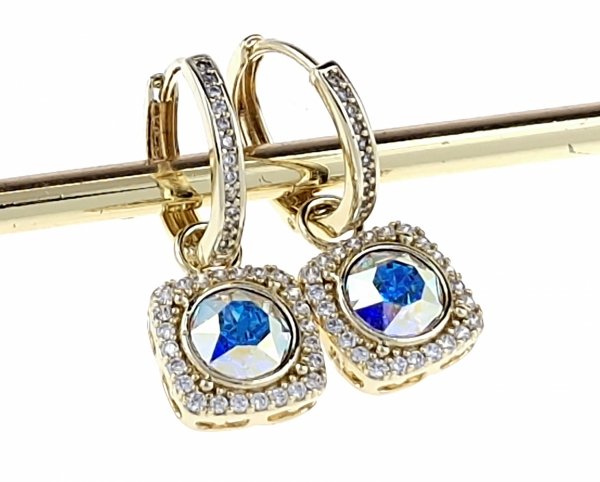 1313 Kolczyki złote pozłacane cyrkonie wiszące 14K Xuping Austrian Crystal
