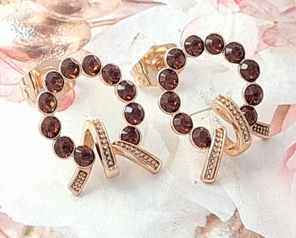 4150 Kolczyki złote Austrian Crystal cyrkonia pozłacane 18k Xuping wtyczki 
