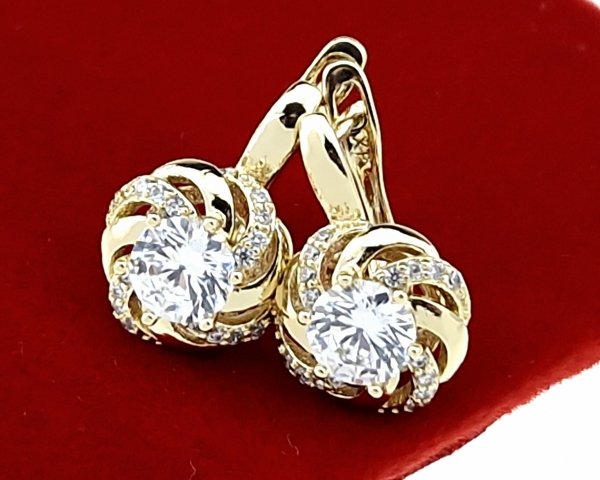 4494 Kolczyki złote pozłacane wiszące 14K Xuping cyrkonie