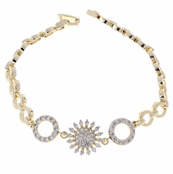 4314 Bransoletka złota elegancka cyrkonie 18,5cm pozłacana 14k Aisadi