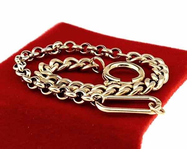 1637b Bransoletka złota 19cm stal chirurgiczna 316L nierdzewna celebrytka 