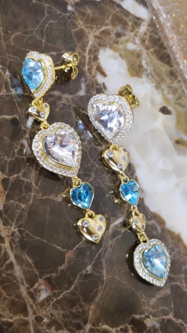 1516 Kolczyki złote pozłacane Austrian Crystal wiszące 14K cyrkonie Xuping 