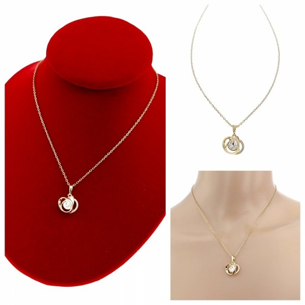 1588 Złoty łańcuszek Austrian Crystal 40+5 naszyjnik pozłacany 14K Xuping