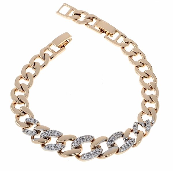 2161 Bransoletka cyrkonie złota 20cm pozłacana 18k Xuping