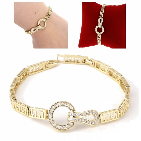 2290 Bransoletka złota elegancka 19cm cyrkonie pozłacana 14k 