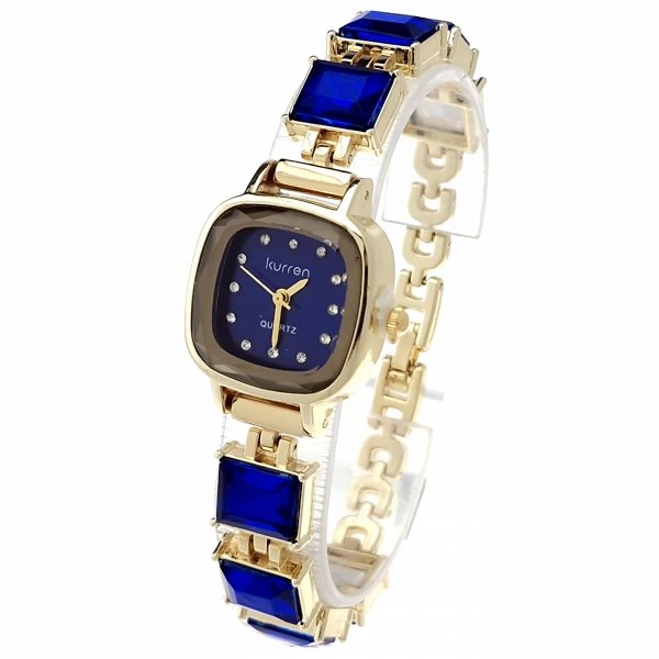 1275 Ekskluzywny damski złoty zegarek błyszczący cyrkonie Kurren klasyk