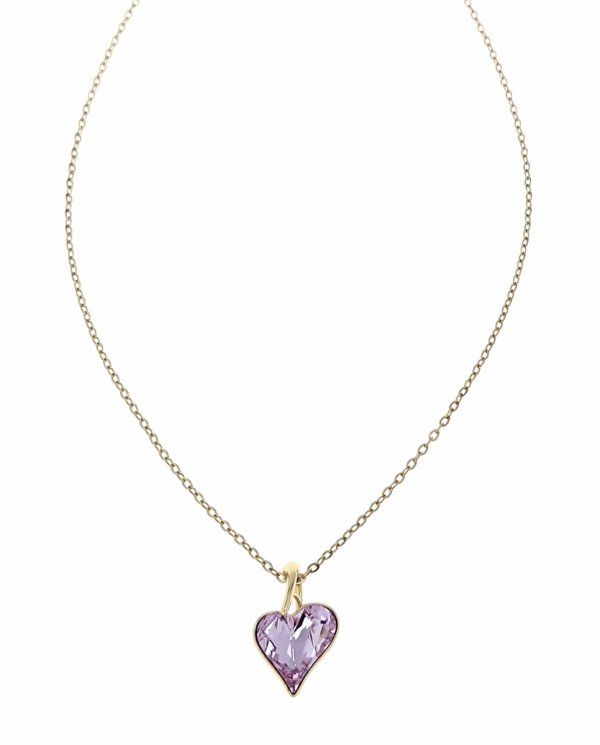 950 Złoty łańcuszek Austrian Crystal 41+5 naszyjnik pozłacany 14K Xuping serce