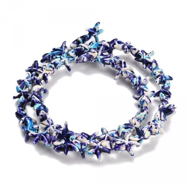 sz116 Syntetyczne koraliki, rozgwiazda 10x10x4mm, sznur 34cm