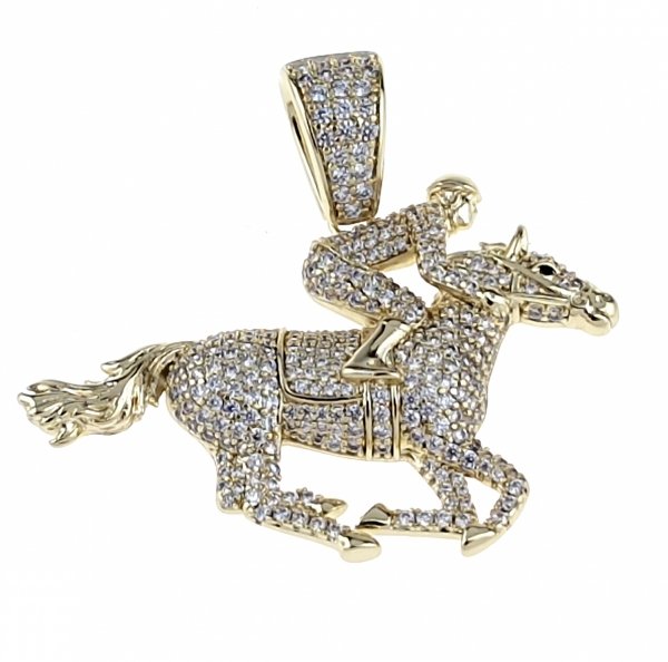 2703 Złota zawieszka cyrkonie błyszcząca pozłacana 14k Xuping koń