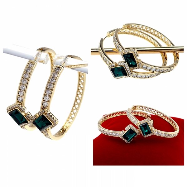 4416 Kolczyki złote pozłacane Austrian Crystal wiszące 14K cyrkonie Xuping 