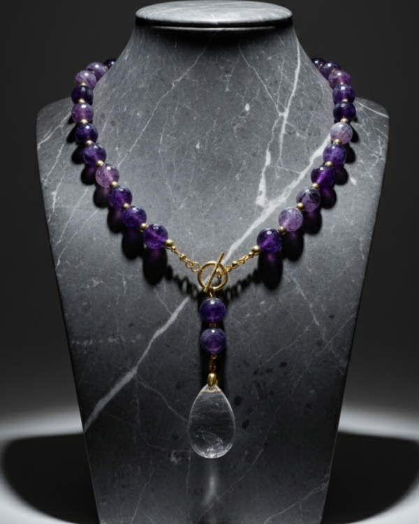 3718d Naszyjnik agat kamień naturalny 48cm stal chirurgiczna nierdzewna naszyjnik