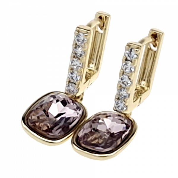 0109 Kolczyki złote pozłacane cyrkonie wiszące 14K Xuping Austrian Crystal