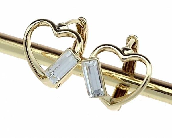 837 Kolczyki złote pozłacane 14k wiszące Austrian Crystal