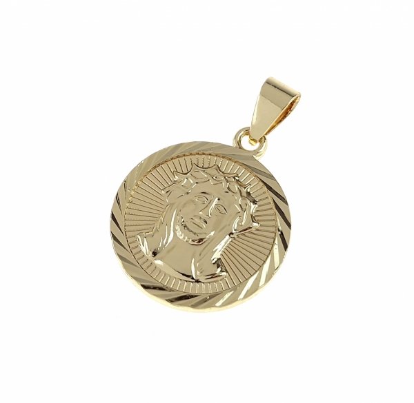 3492 Złota zawieszka cyrkonie błyszcząca pozłacana 14k medalik