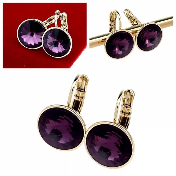 2591 Kolczyki złote pozłacane cyrkonie wiszące 14K Xuping Austrian Crystal
