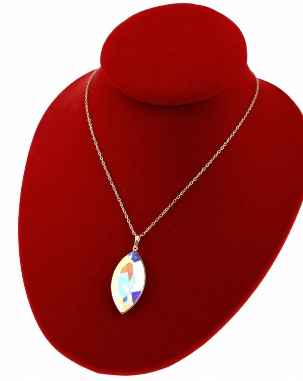 1454 Złoty naszyjnik 40+5cm stal chirurgiczna nierdzewna 316L kryształek Swaro łezka Austrian Crystal