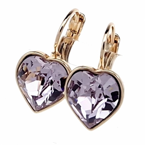 1572 Kolczyki złote Austrian Crystal cyrkonia pozłacane 18k Xuping wiszące serce