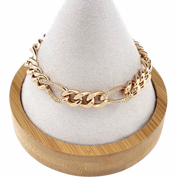 3971 Bransoletka złota cyrkonie pozłacana 19,5cm 18k Xuping 